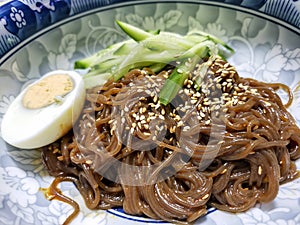 Korean cold buckwheat noodles Bibim Naeng Myeon