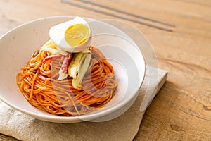 Korean cold noodles with egg