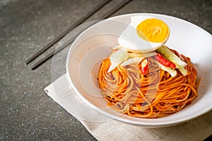 Korean cold noodles with egg