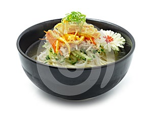 Korean Cold  Noodles Soup Naengmyeon Traditional Korean Food Popular Summer