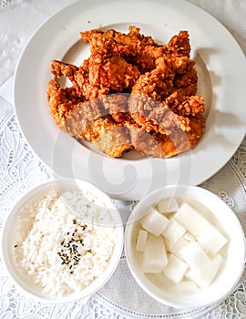 Korean food concept, Crispy Korean fried chicken