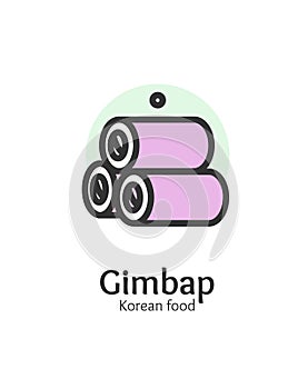 Korean Food Gimbap Sign Thin Line Icon Emblem Concept. Vector photo