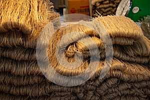 Korean food, handmade dried noodles. Food market display