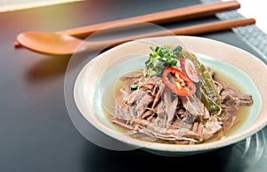 Korean food, Jangjorim, beef boiled down in soy sauce.