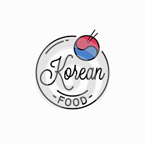 Korean food logo. Round linear of korean dishes