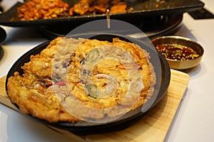 Korean Fried Omelete with Chillie and Onions