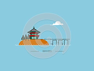 Korean Gyeongbokgung palace in Seoul vector illustration