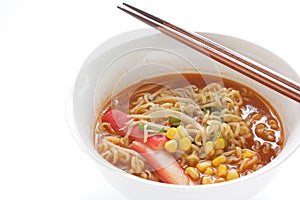 Korean hot spicy ramen noodles with kamaboko