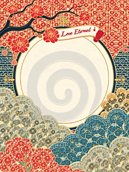 Korean Hanbok-Inspired Wedding Card with Traditional Patterns photo