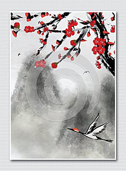 Korean / Japanese / Chinese style black ink painting