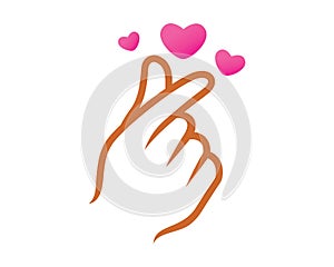 Korean Love Hand Sign Front View Illustration