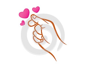 Korean Love Hand Sign Top View Illustration