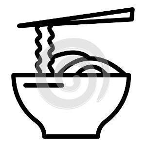 Korean noodle bowl icon, outline style