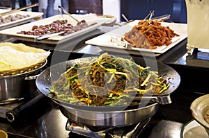 Korean noodle in restaurant buffet