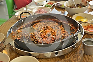 Korean pan fried rice chilly pot