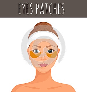 Korean patches. Hydrogel eye mask. Vector illustration