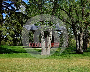 Korean pavilion on grounds of Government house Alberta and Korea twined.