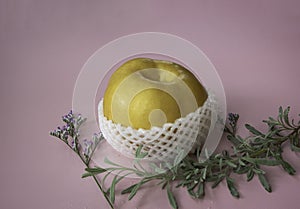 Korean pear put on background