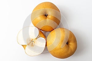 Korean pear on white background