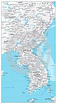 Korean Peninsula Map Physical Map