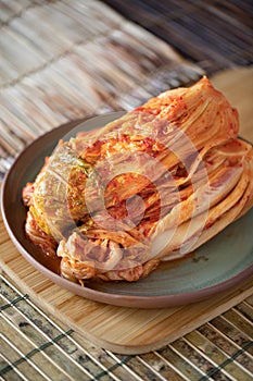 Korean Pogikimchi, seasoned Kimchi made with whole heads of Napa cabbage, called Gimjang Kimchi