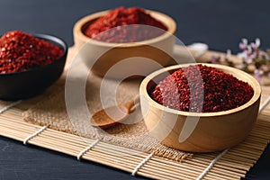 Korean red chili powder in a bowl for cooking