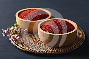 Korean red chili powder in a bowl for cooking