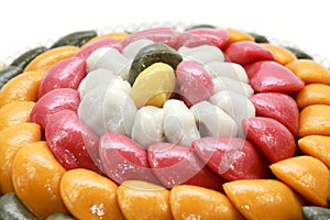 Korean rice cake or cake baramtteok in white background