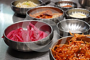 Korean side dishes Banchan in small dish. Korea style food