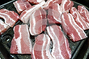 Korean style sliced skinless pork belly meat