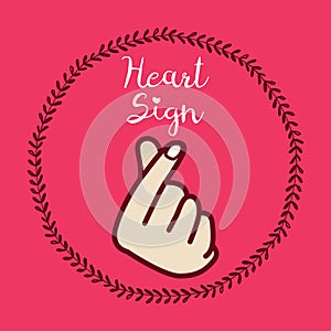 Korean symbol hand heart, a message of love hand gesture. Sign icon stylized for the web and print. The hand folded into a heart s