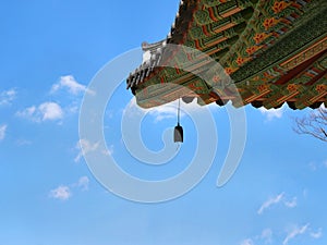 Korean temple roof with bell