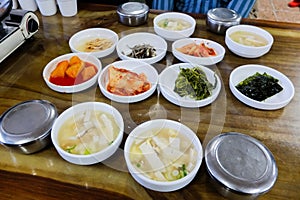 Korean tradition side dishes cuisine set in restaurant