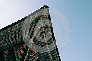 Korean traditional eaves at Haedong Yonggungsa Temple in Busan, Korea