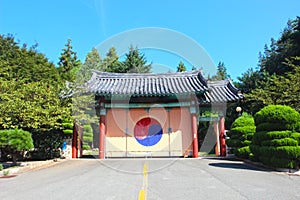 Korean Traditional Gate , Busan, South Korea, Asia photo