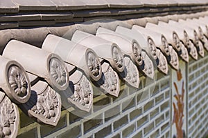 Korean traditional pagoda. Detail of pavilion at Gyeongbokgung Palace in Kiev, Ukraine