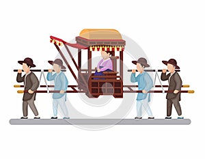 Korean traditional palanquin aka gama for royal people or wedding ceremony illustration vector