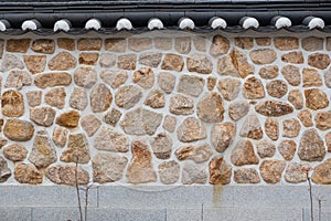 Korean traditional stone wall boundary in Eunpyeong Hanok Village