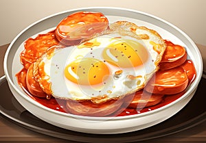 Korean tteokbokki, popular boiled rice cake, with spicy sauce photo