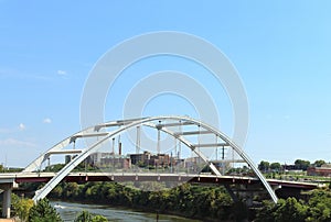 Korean Veterans Blvd Bridge across Cumberland River in Nashville, Tennessee