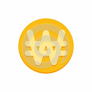 Korean won currency symbol on gold coin