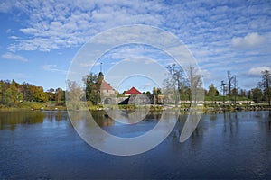 The Korela fortress on the banks of the river Vuoksi october afternoon. Priozersk