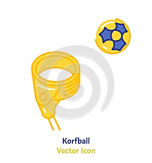 Korfball sport icon. Editable vector in blue and yellow colors