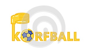 Korfball sport icon. Editable vector in blue and yellow colors