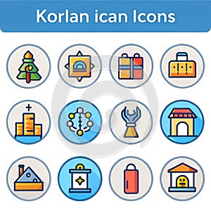 Korlan icon set in flat vector style