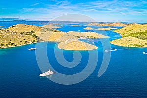 Kornati. Island archipelago of Kornati national park yachting destination aerial view