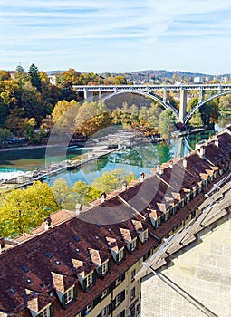 Kornhausbrucke, bridge over Aara and old city, Bern, Switzerland