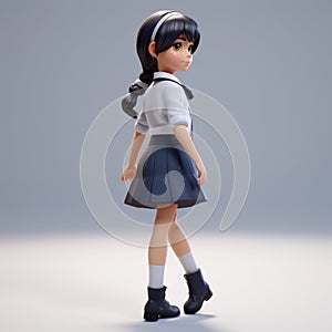 Kornogi Anime Girl 3d Printable Model In Soft-focus 1960s Style