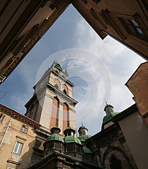 Kornyakt bell tower, church of Assumption photo