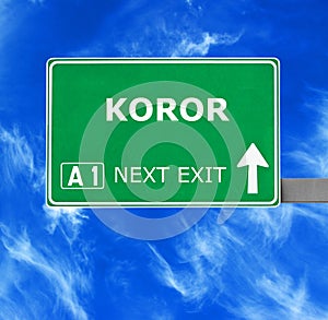 KOROR road sign against clear blue sky